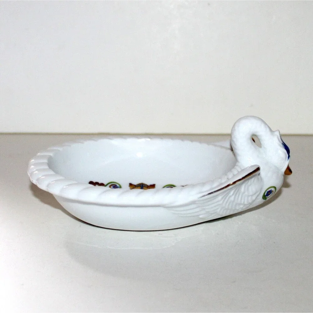 Elizabeth Arden Orient Express Soap Dish Porcelain Swan blue gold Japan